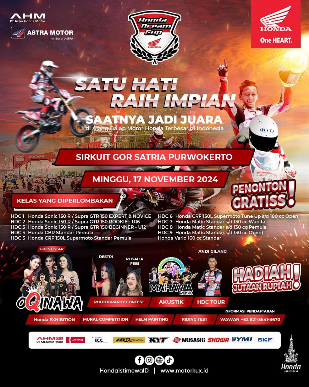 Honda Dream Cup 2024 Purwokerto Gratis Seru dan Bikin Adrenalin Memuncak