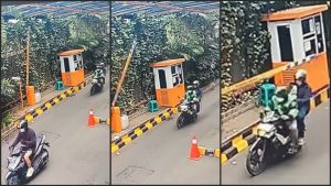 Palang Parkir Hantam Penumpang Ojol!